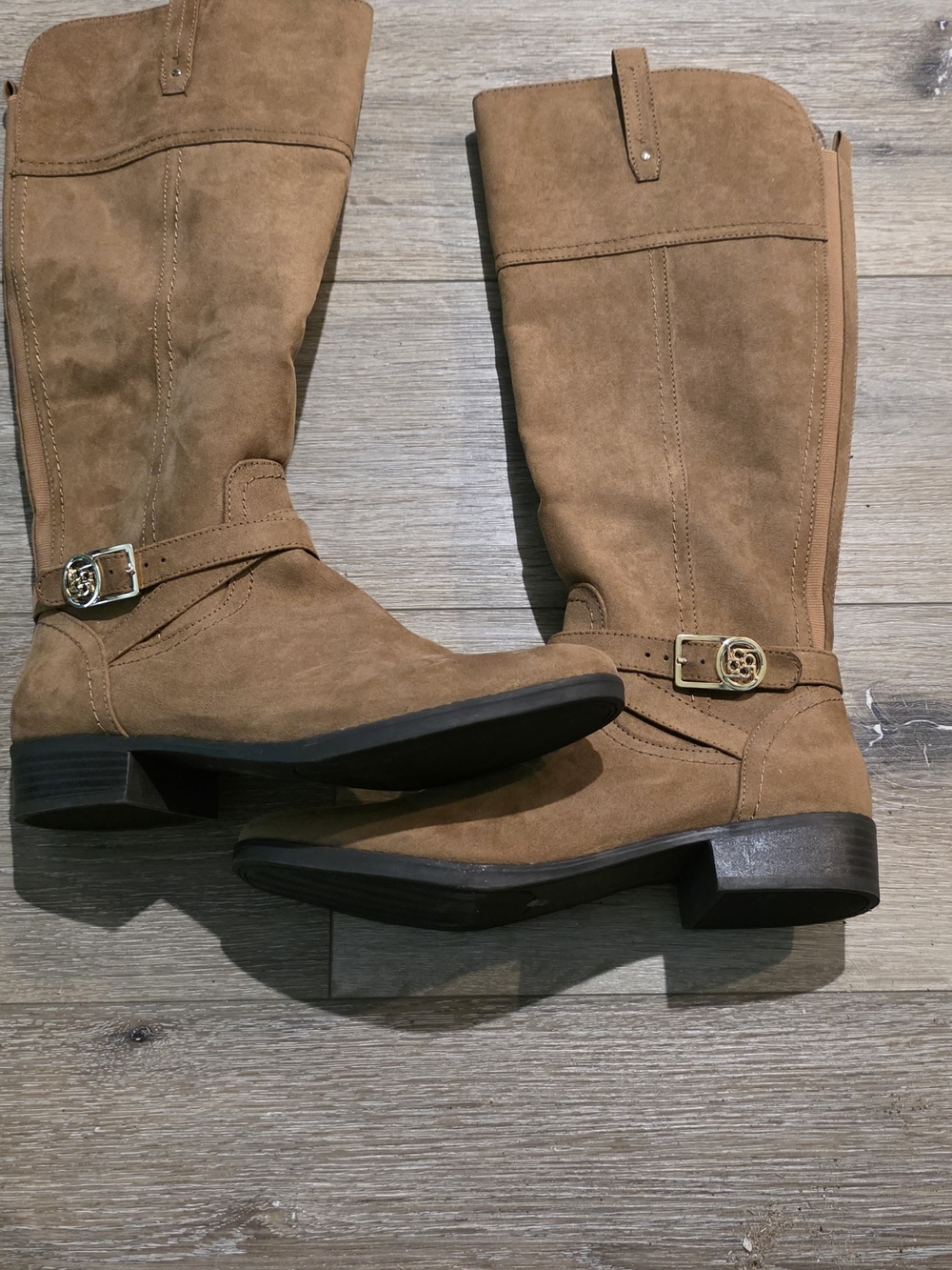 Liz Claiborne Women's Tan Suede Riding Boots with Buckle